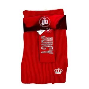 NWT Juicy Couture Womens Scarf & Headband Set Red & Silver